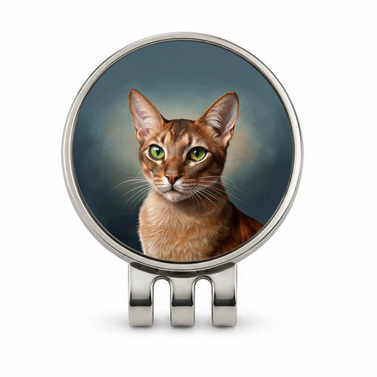 Abyssinian Cat Illustration Golf Hat Clip with Ball Marker