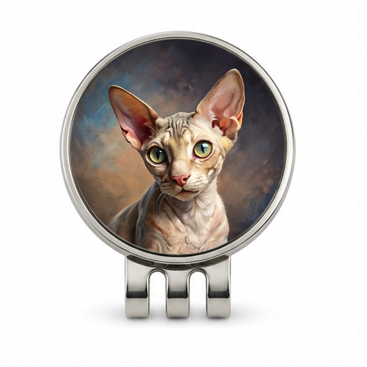 Cornish Rex Cat Illustration Golf Hat Clip with Ball Marker
