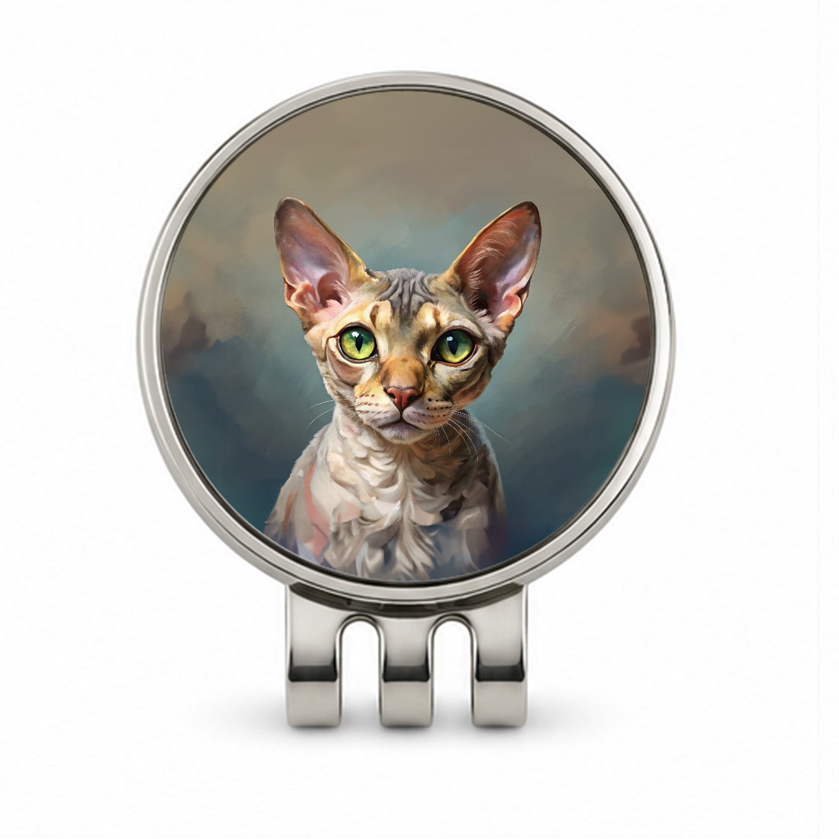 Devon Rex Cat Illustration Golf Hat Clip with Ball Marker