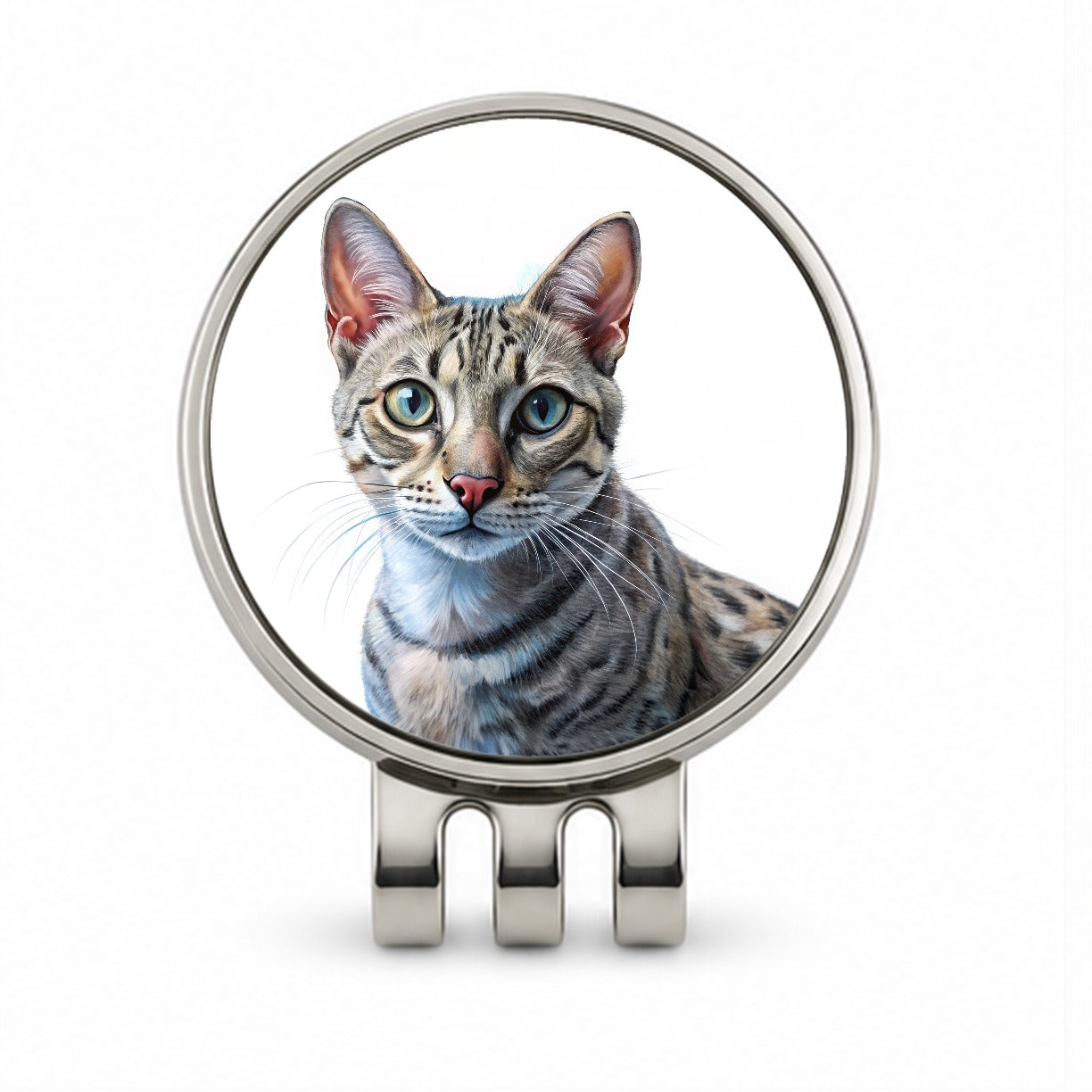 Egyptian Mau Cat Illustration Golf Hat Clip with Ball Marker