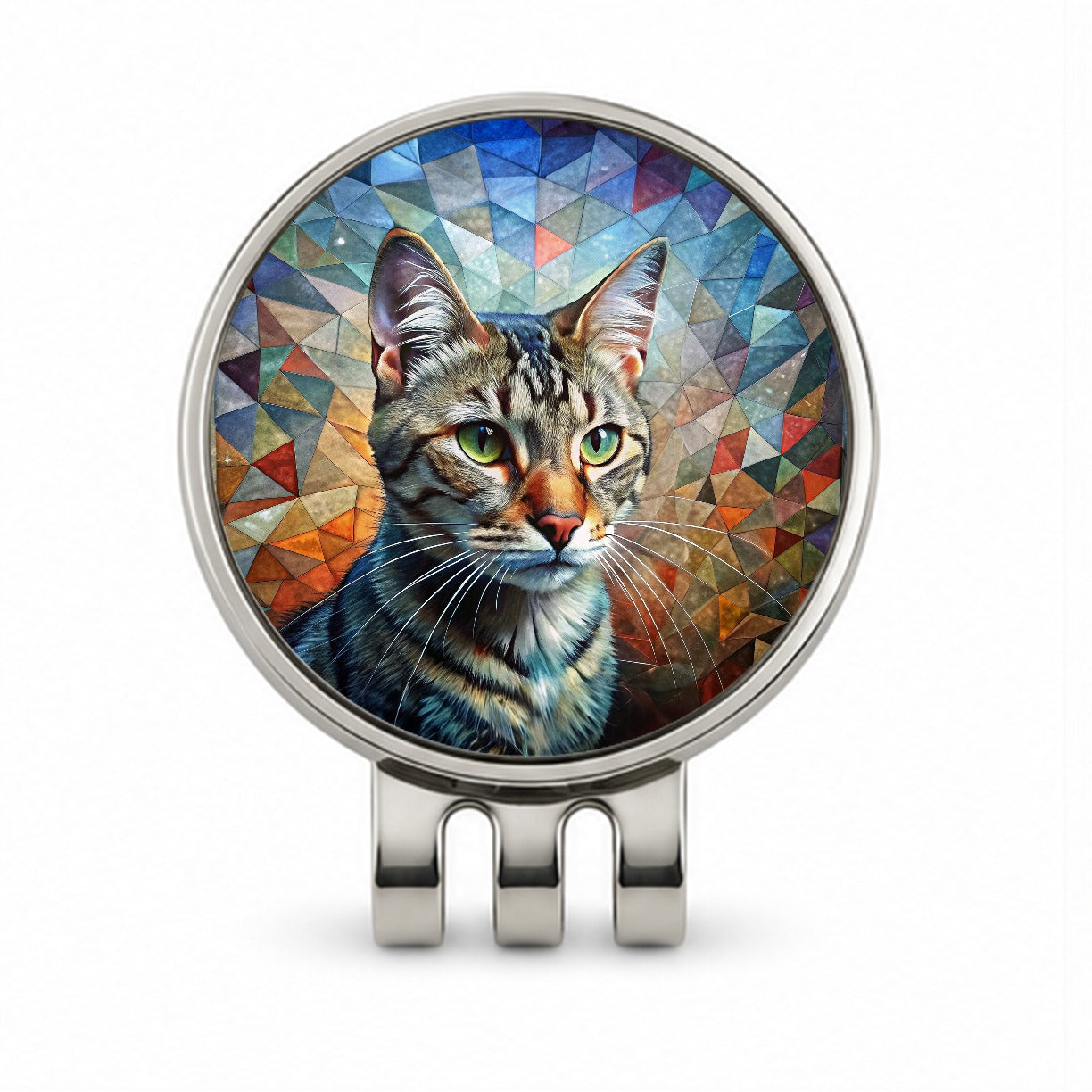 European Shorthair Cat Abstract Art Golf Hat Clip with Ball Marker