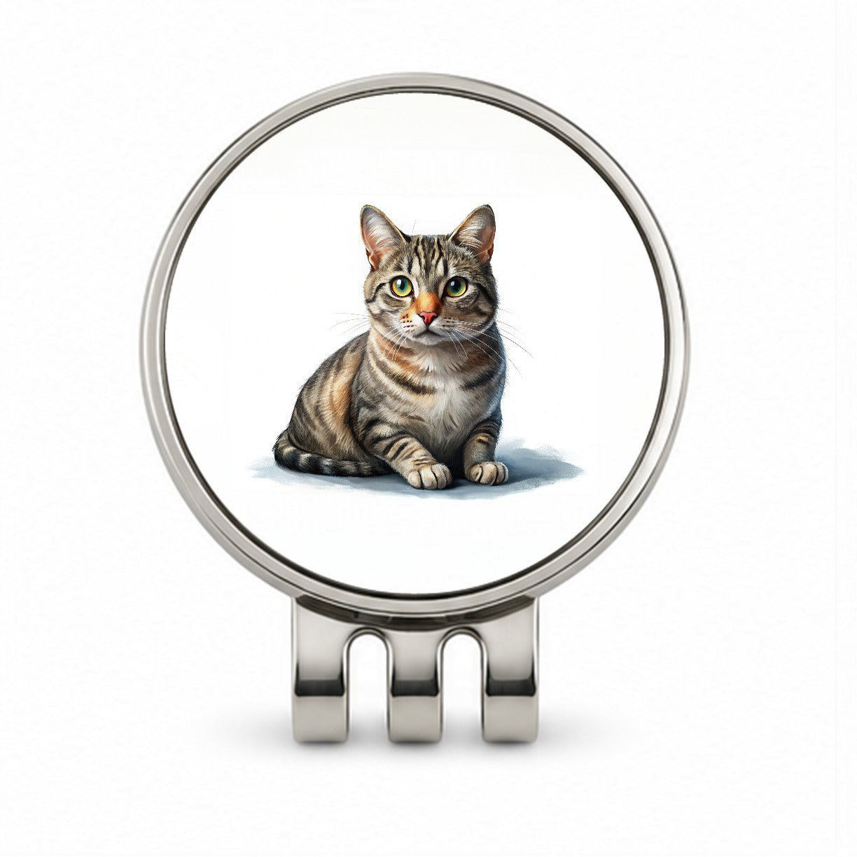 European Shorthair Cat Illustration Golf Hat Clip with Ball Marker