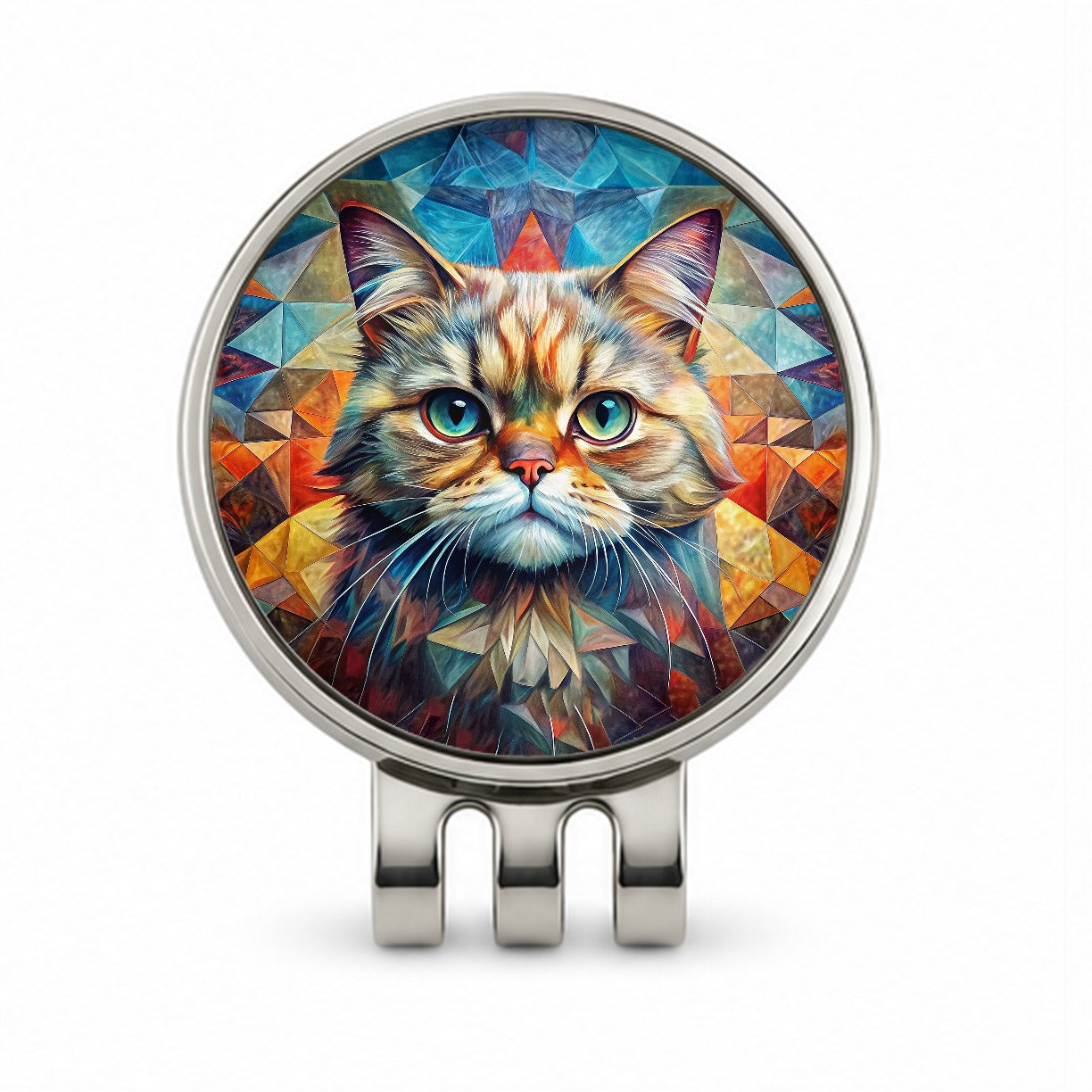 Exotic Shorthair Cat Abstract Art Golf Hat Clip with Ball Marker