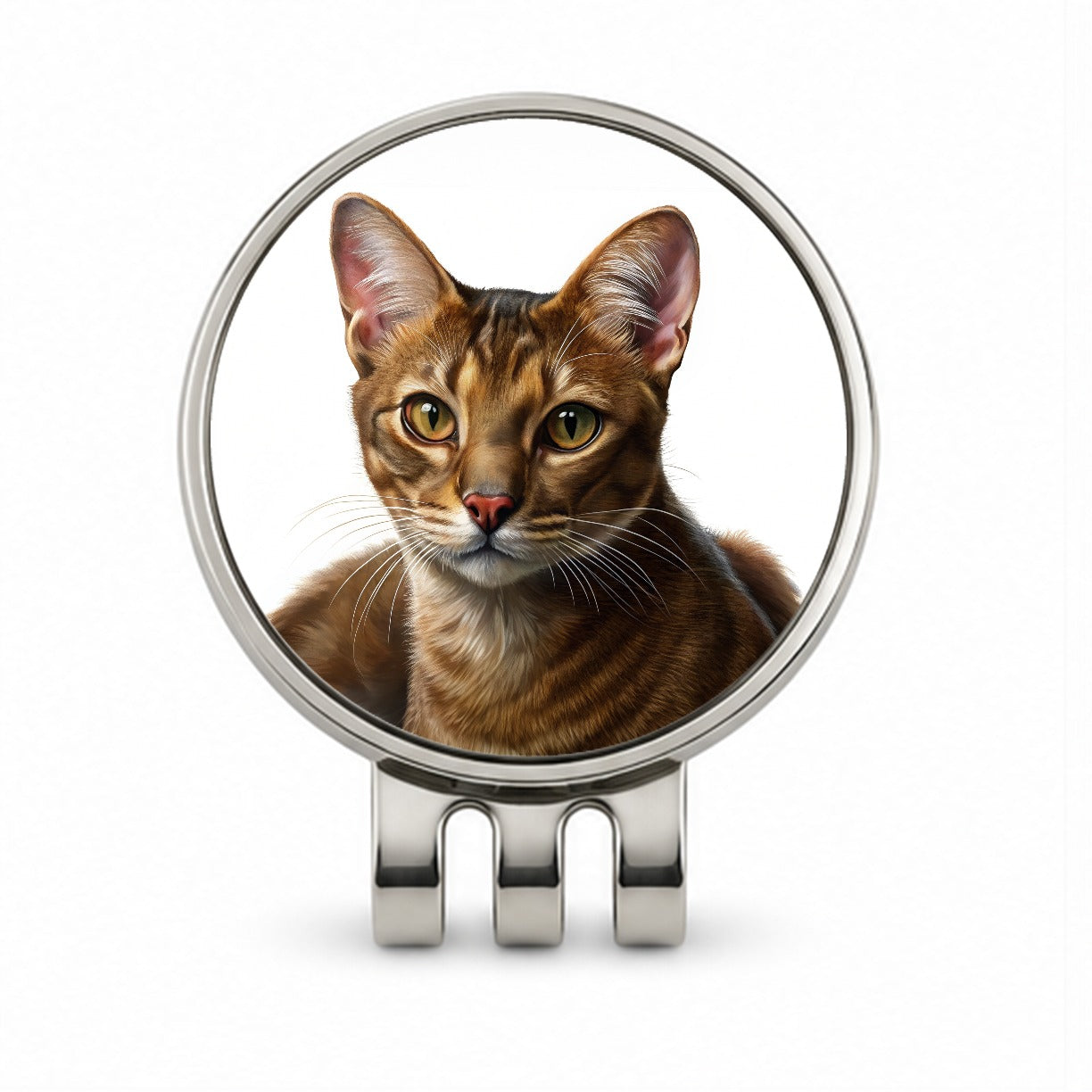 Havana Brown Cat Illustration Golf Hat Clip with Ball Marker