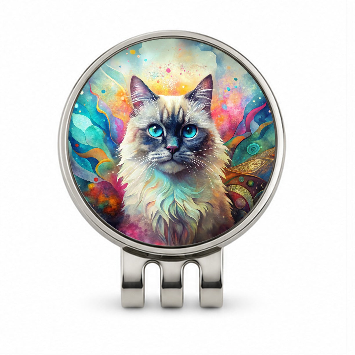 Himalayan Cat Abstract Art Golf Hat Clip with Ball Marker