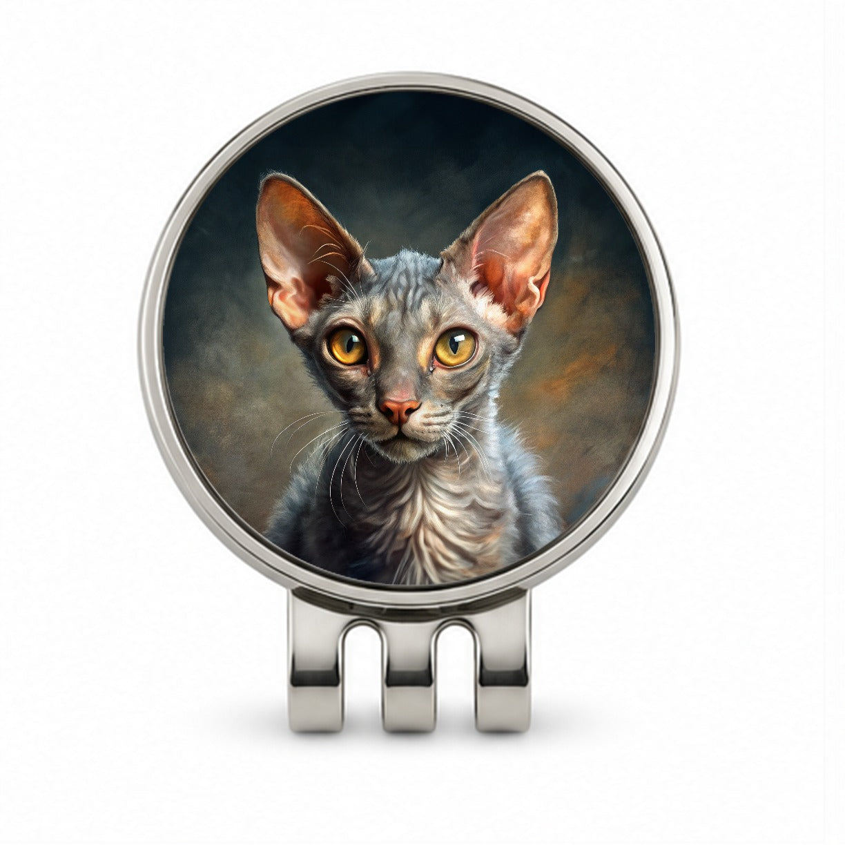 Lykoi Wolf Cat Illustration Golf Hat Clip with Ball Marker