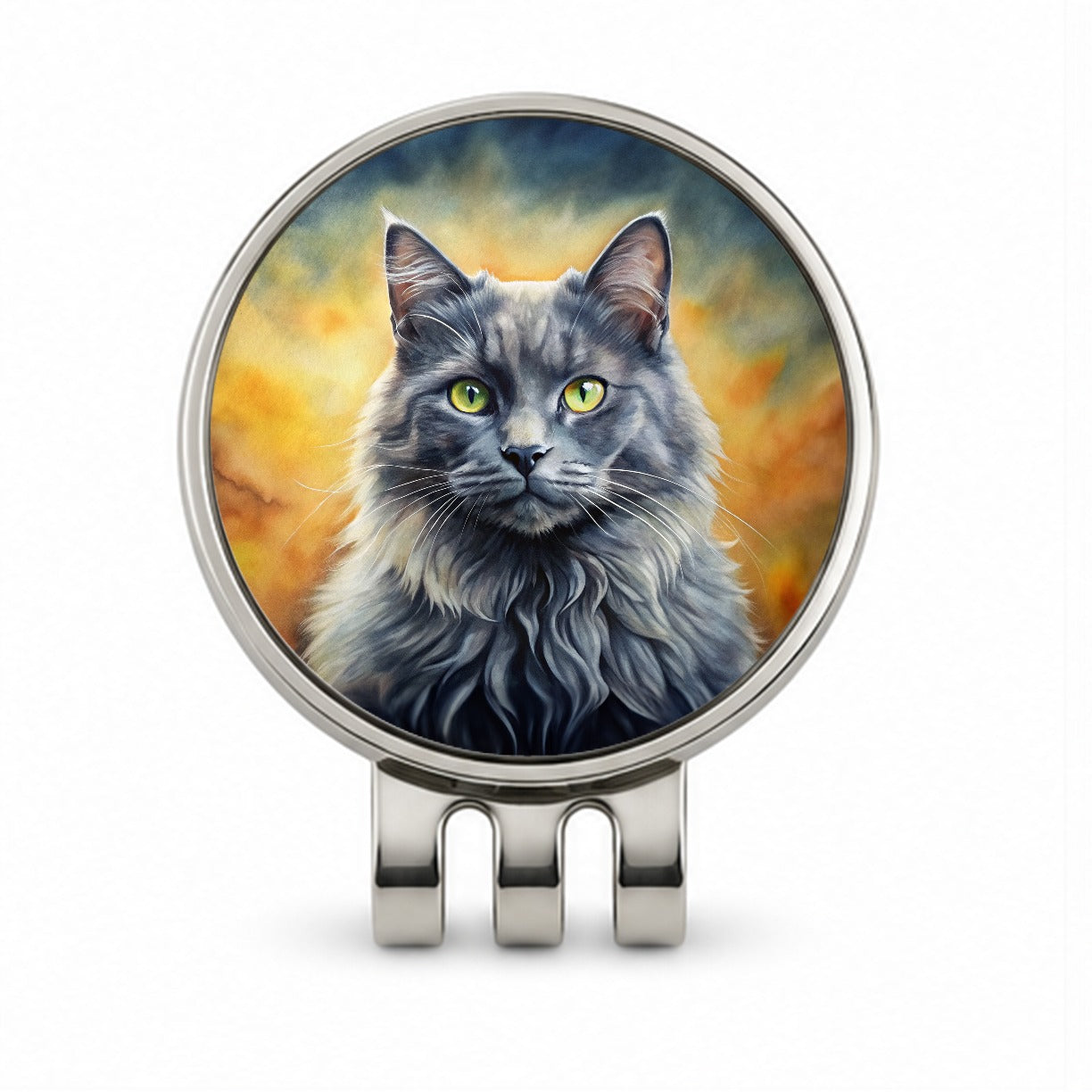 Nebelung Cat Illustration Golf Hat Clip with Ball Marker