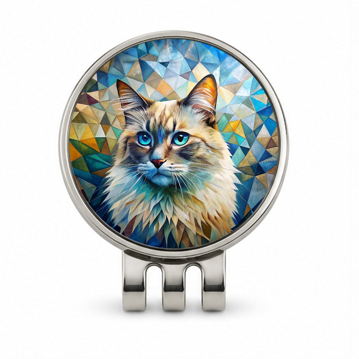 Ragdoll Cat Abstract Art Golf Hat Clip with Ball Marker
