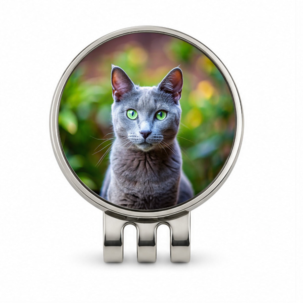 Russian Blue Cat Photo Golf Hat Clip with Ball Marker