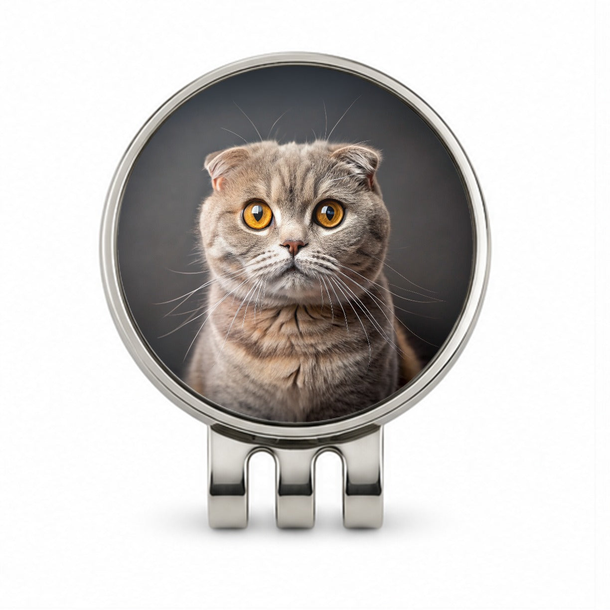 Scottish Fold Cat Photo Golf Hat Clip with Ball Marker