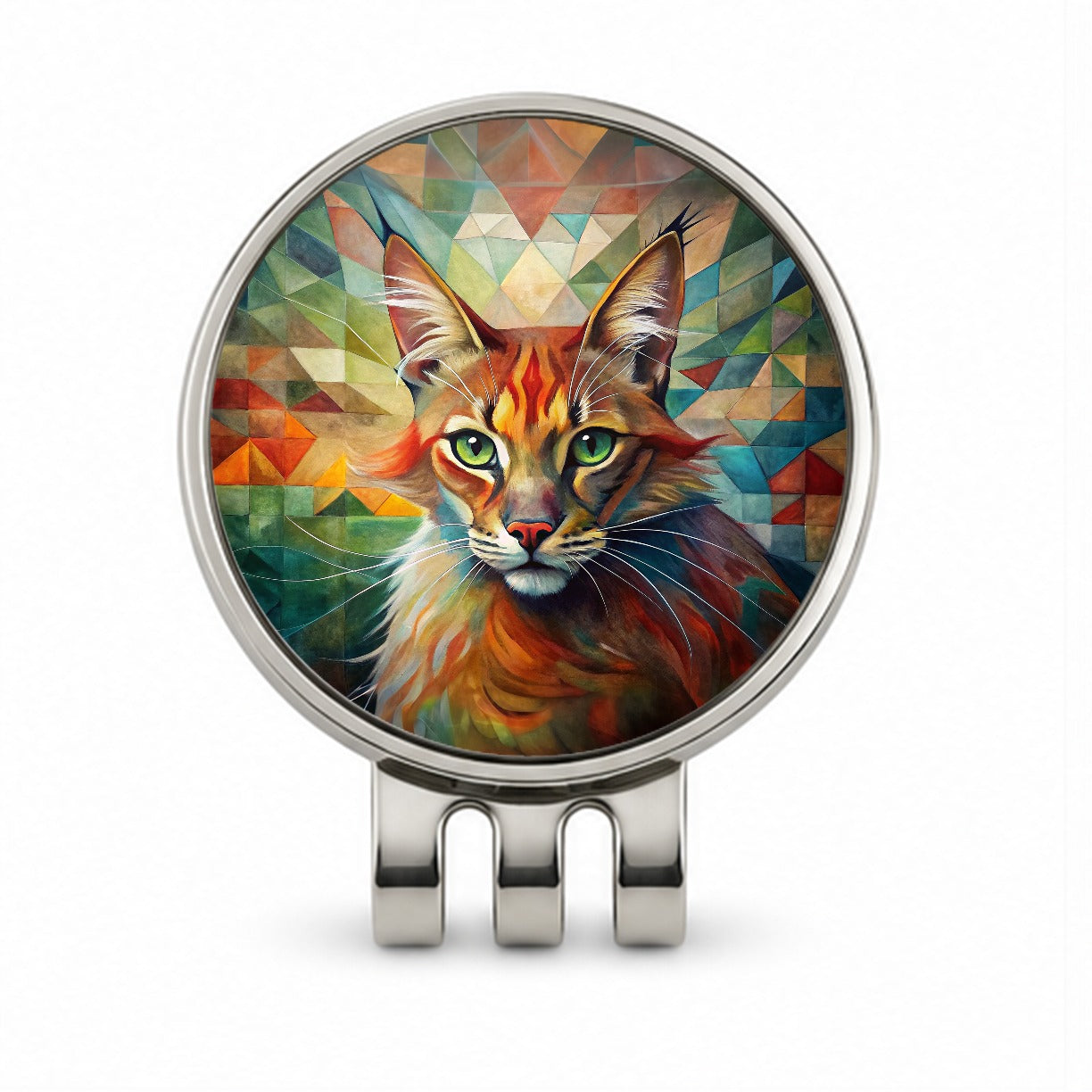 Somali Cat Abstract Art Golf Hat Clip with Ball Marker