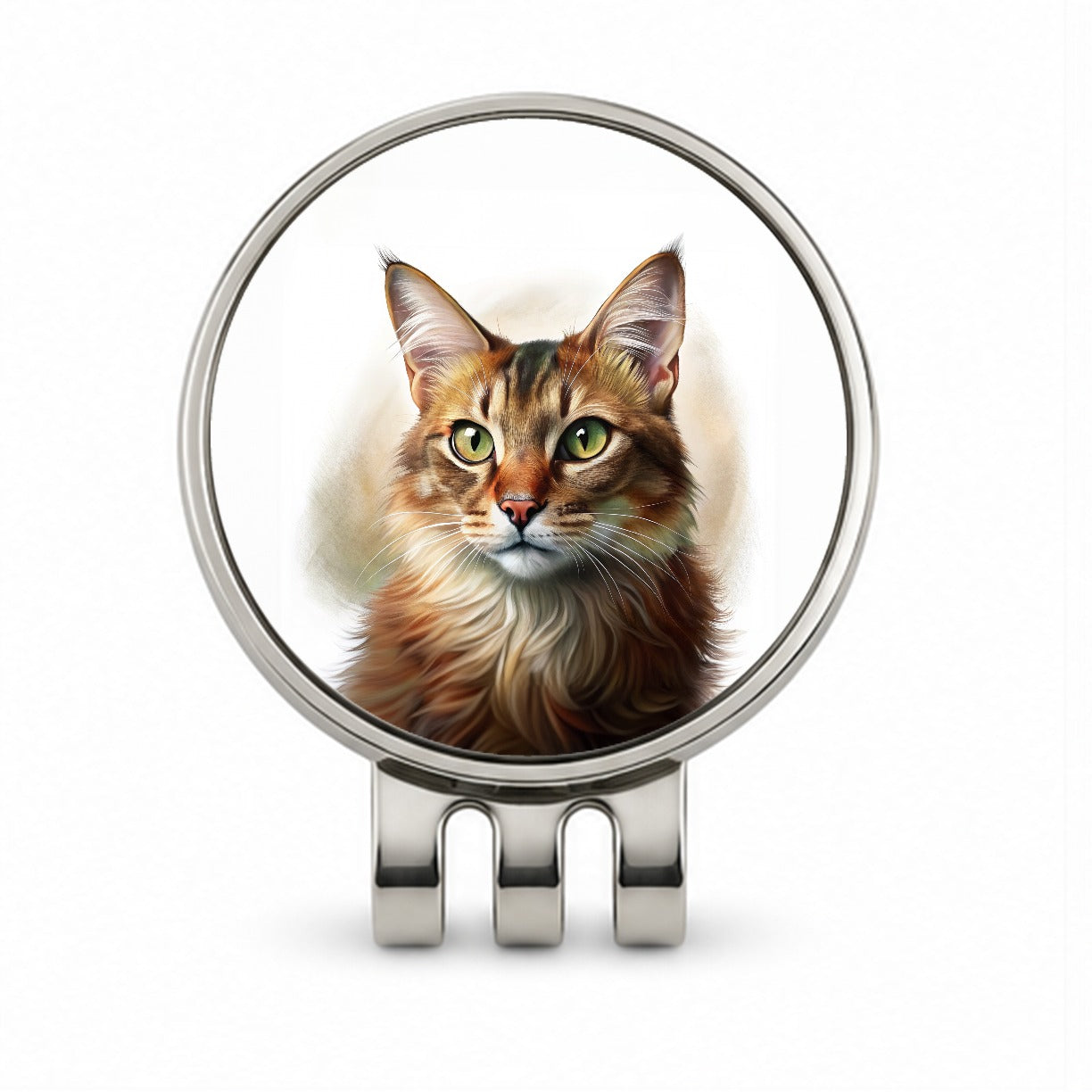 Somali Cat Illustration Golf Hat Clip with Ball Marker