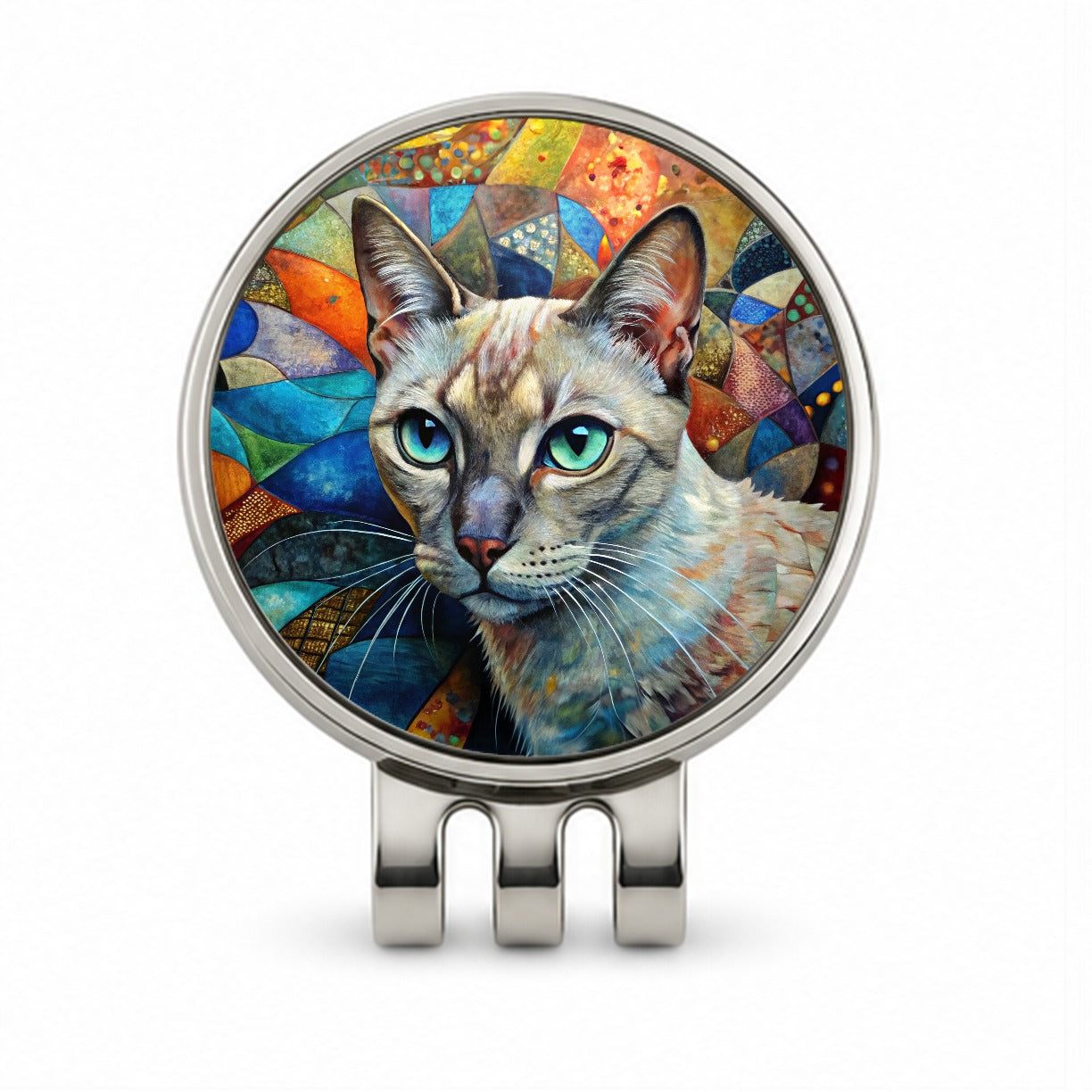 Tonkinese Cat Abstract Art Golf Hat Clip with Ball Marker