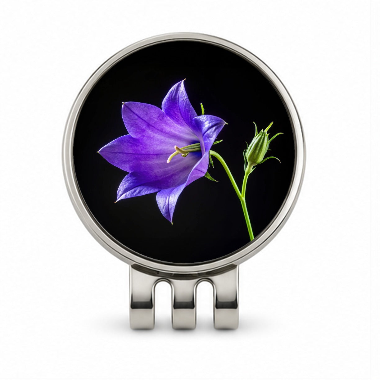 Bellflower Purple Flower Photo Golf Hat Clip with Ball Marker