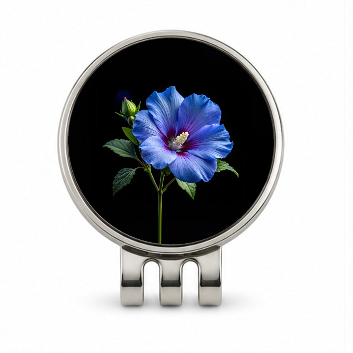 Blue Rose Of Sharon Flower Photo Golf Hat Clip with Ball Marker