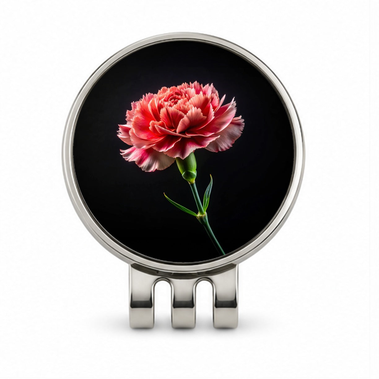 Carnation Flower Photo Golf Hat Clip with Ball Marker