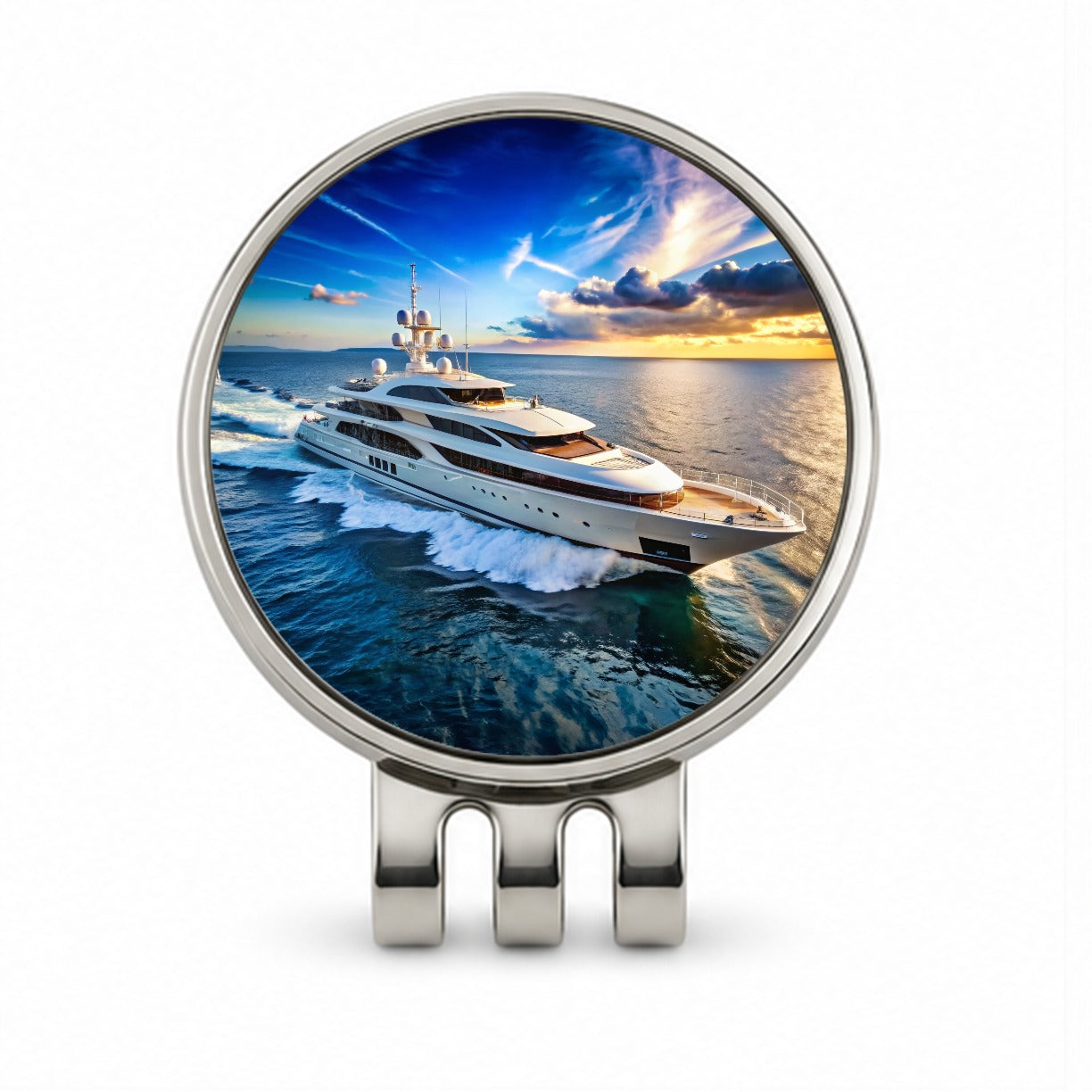 Luxury Yacht Ship At Sea Golf Hat Clip with Ball Marker