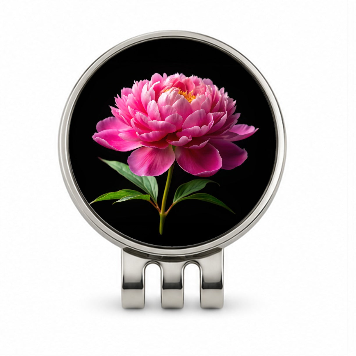 Peony Flower Photo Golf Hat Clip with Ball Marker