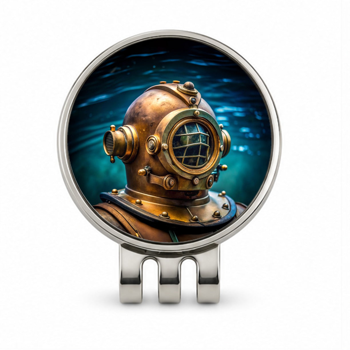 Retro Diving Helmet Suit Underwater Golf Hat Clip with Ball Marker