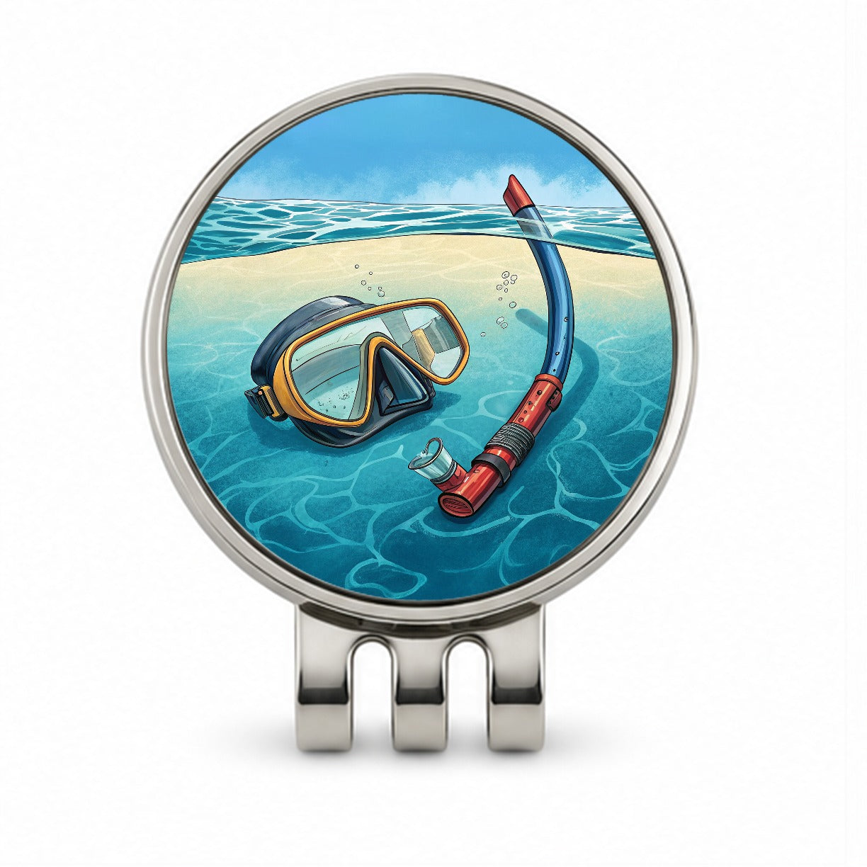 Snorkel And Mask on Beach Golf Hat Clip with Ball Marker