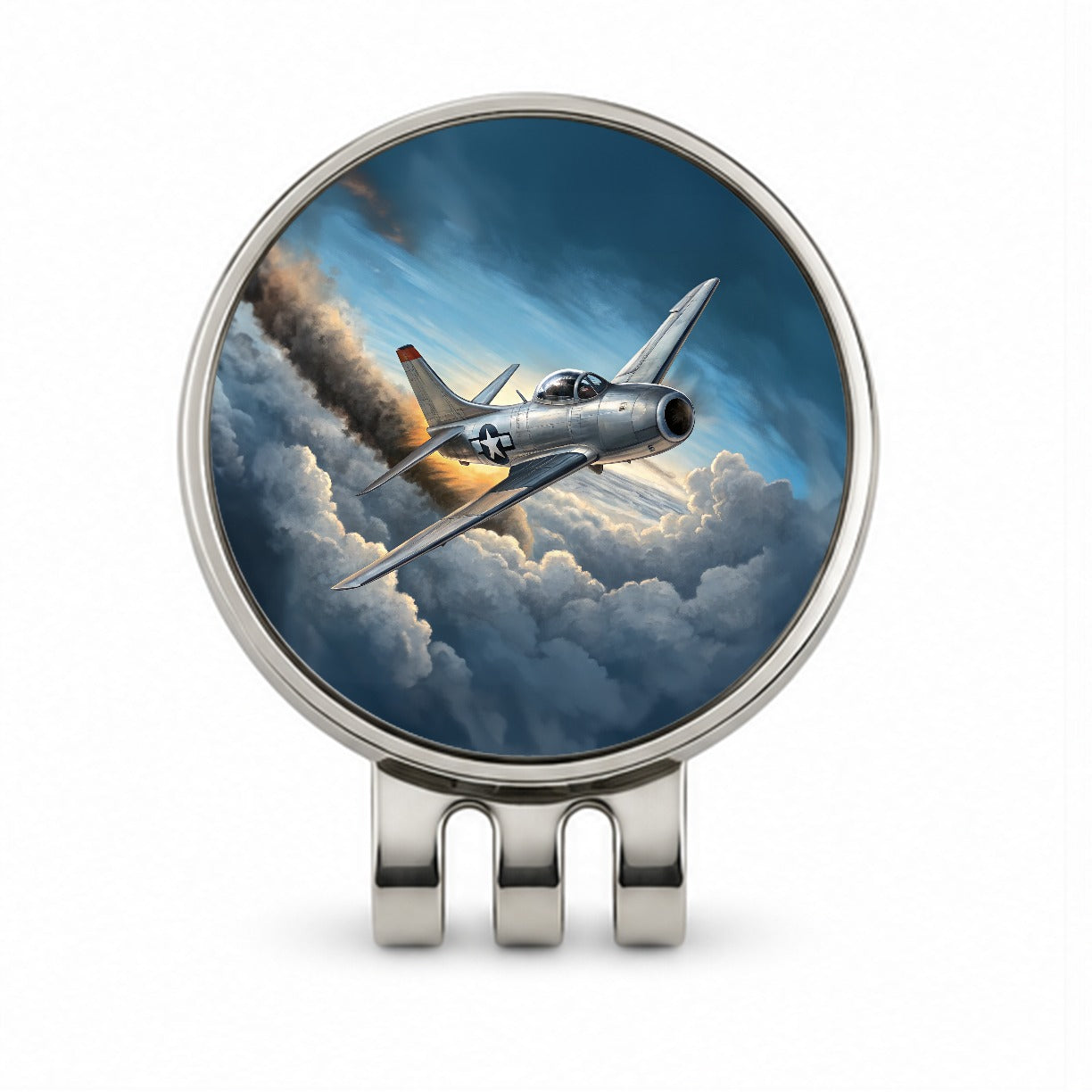 F-86 Sabre Jet Fighter Plane Golf Hat Clip with Ball Marker