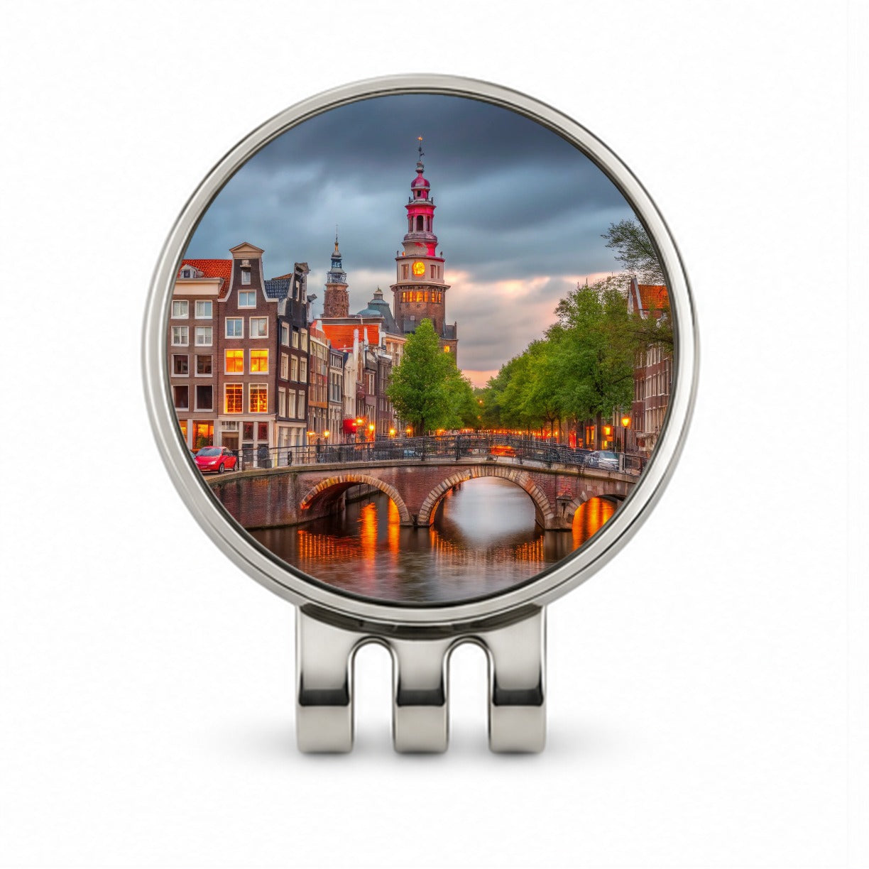 Amsterdam Netherlands At Sunset Golf Hat Clip with Ball Marker