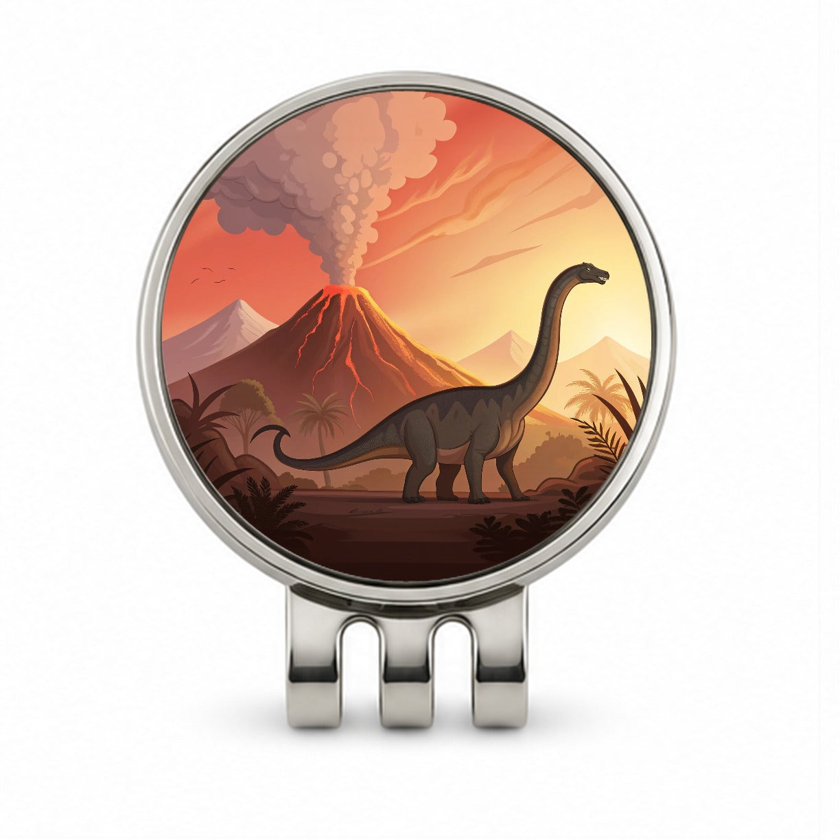 Apatosaurus Volcano Golf Hat Clip with Ball Marker