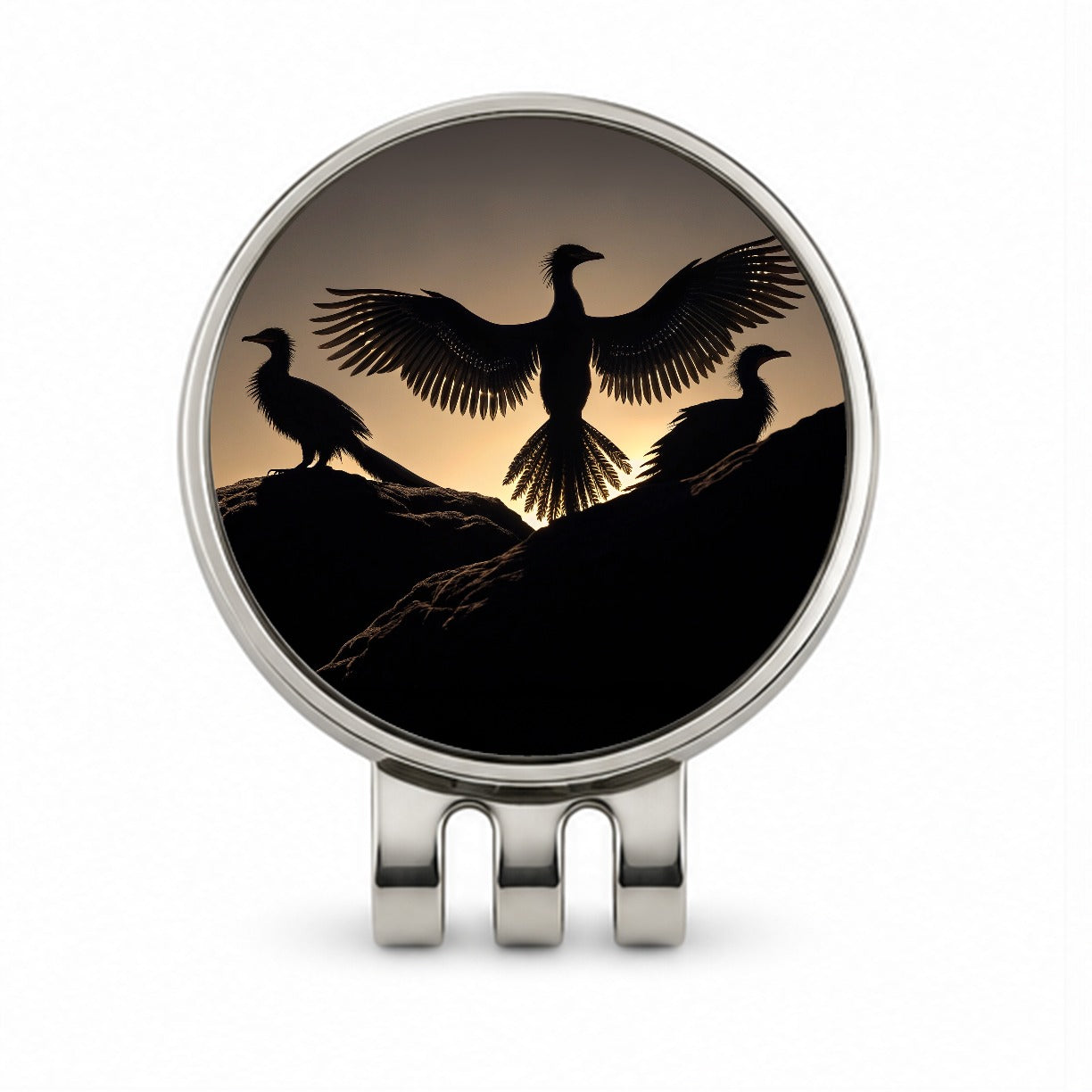 Archaeopteryx Silhouettes Dinosaurs Golf Hat Clip with Ball Marker