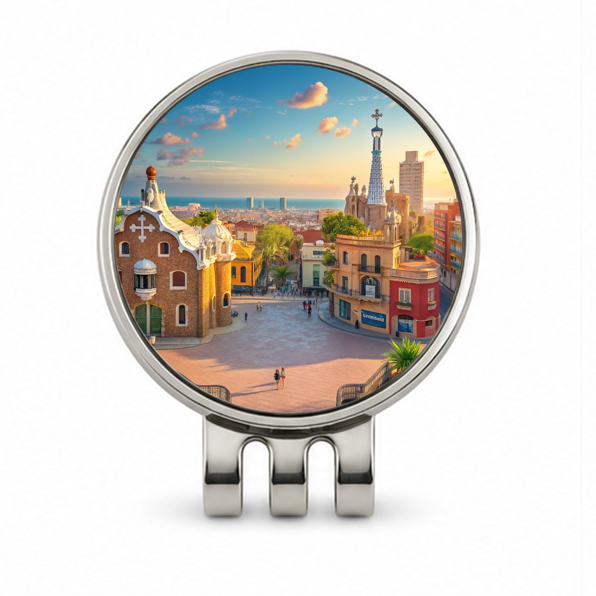 Barcelona Spain Ocean Golf Hat Clip with Ball Marker