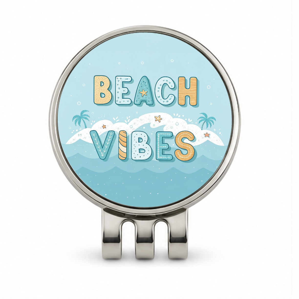 Beach Vibes Sea Foam Ocean Golf Hat Clip with Ball Marker