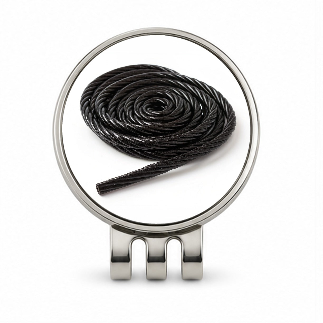 Black Licorice Rope Golf Hat Clip with Ball Marker