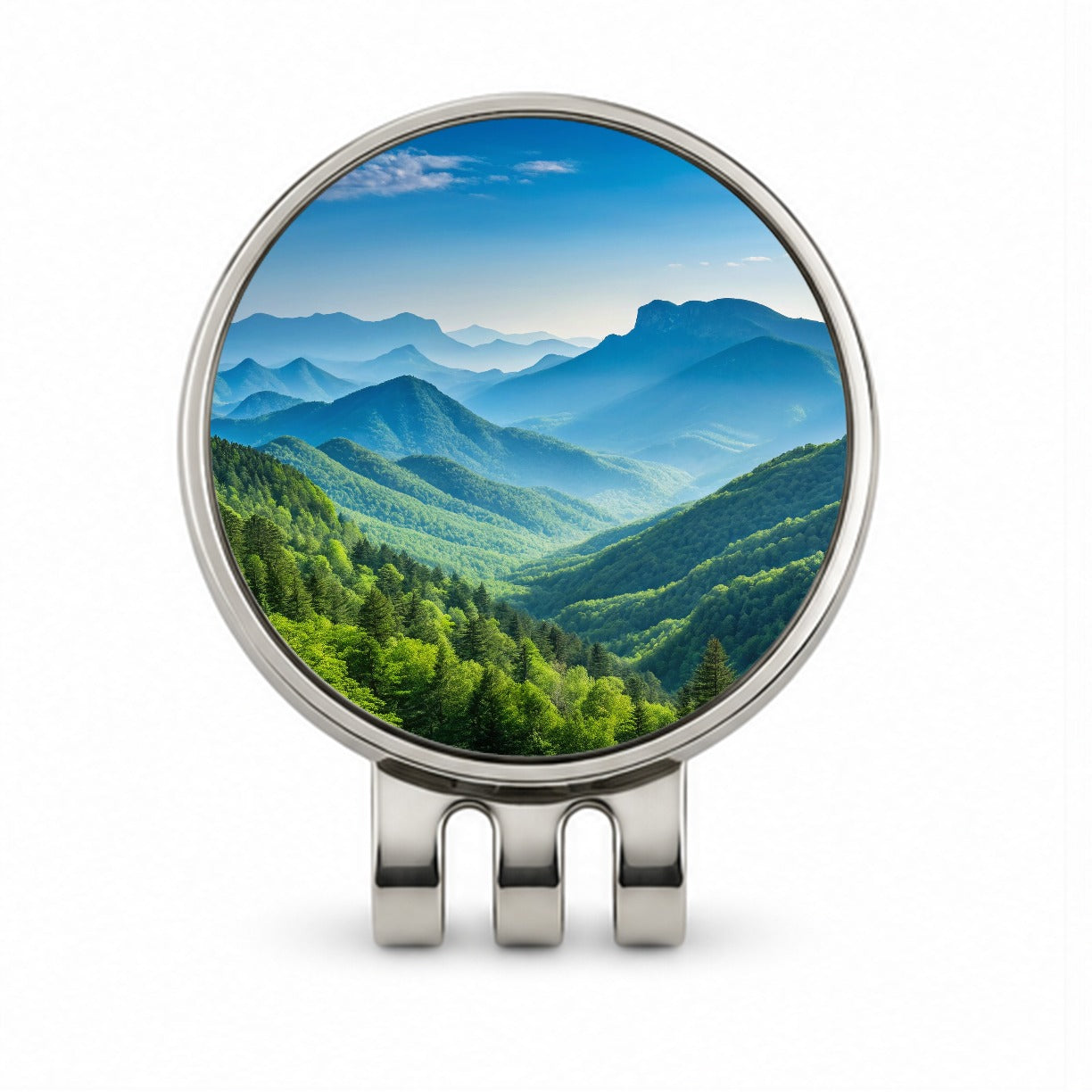 Breathtaking Mountain Views Forest Golf Hat Clip with Ball Marker