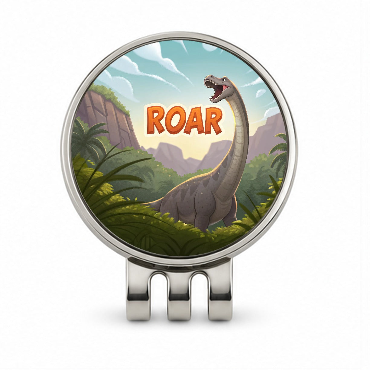 Brontosaurus Roar Dinosaur Cute Golf Hat Clip with Ball Marker