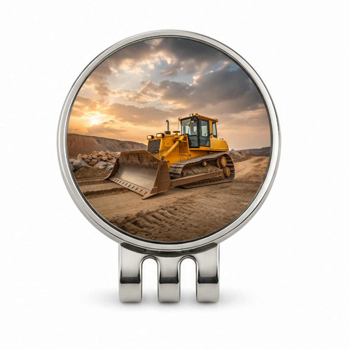 Bulldozer In Dirt Golf Hat Clip with Ball Marker