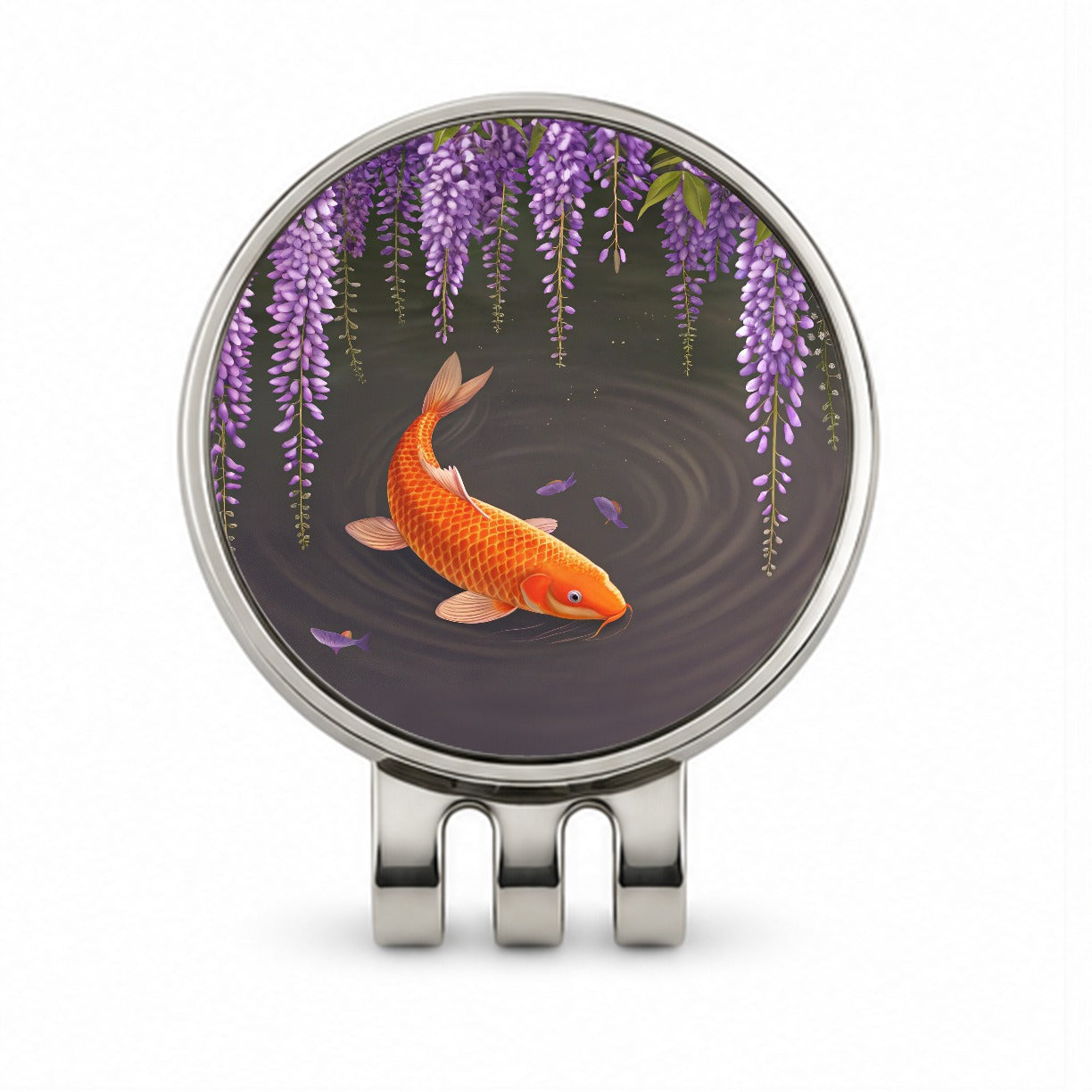 Carp With Wisteria Flowers Pond Golf Hat Clip with Ball Marker