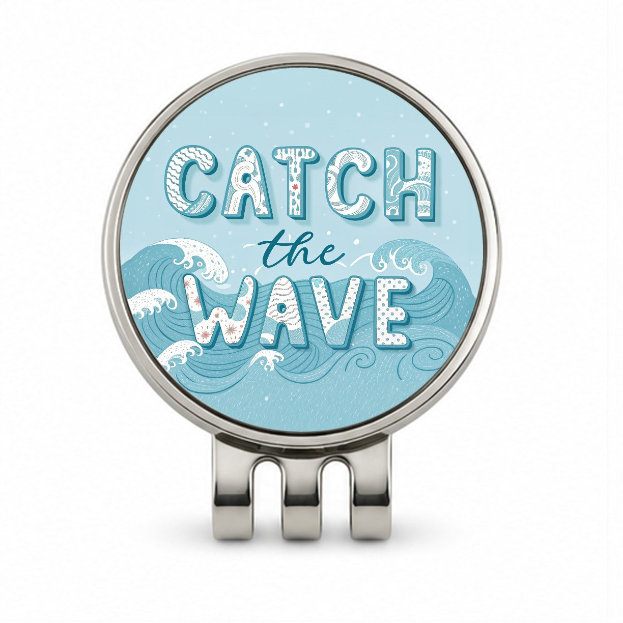 Catch The Wave Ocean Golf Hat Clip with Ball Marker
