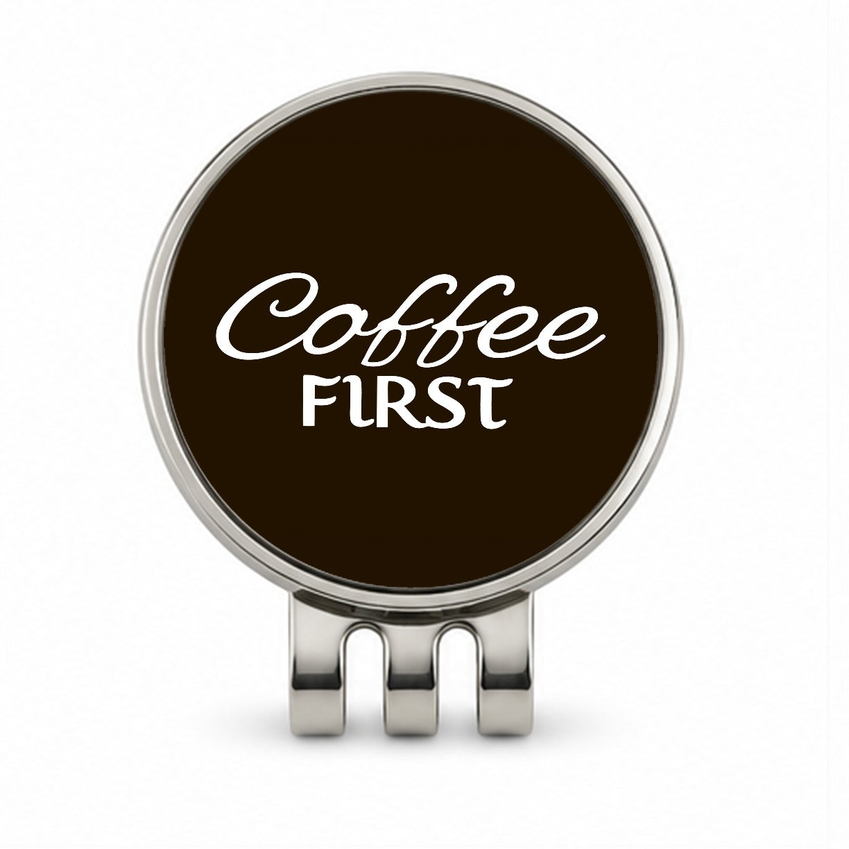 Coffee First Funny Text Golf Hat Clip with Ball Marker