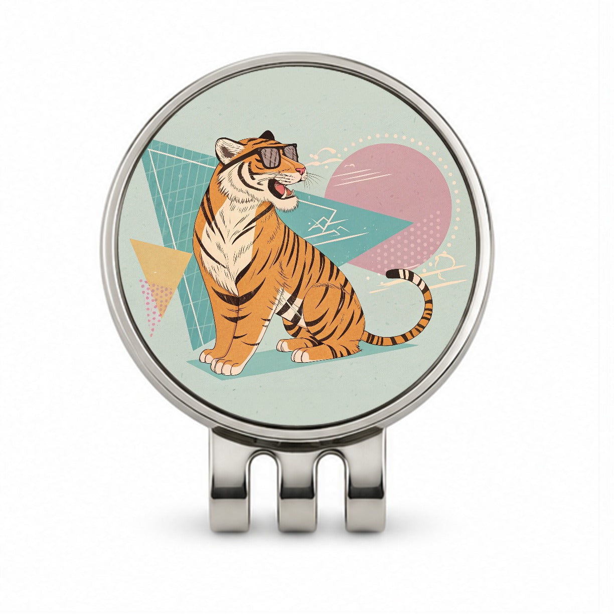 Cool Tiger Wearing Sunglasses Golf Hat Clip with Ball Marker