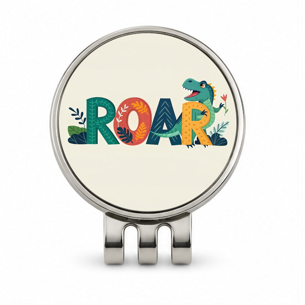 Dinosaur Roar Colorful Text Golf Hat Clip with Ball Marker