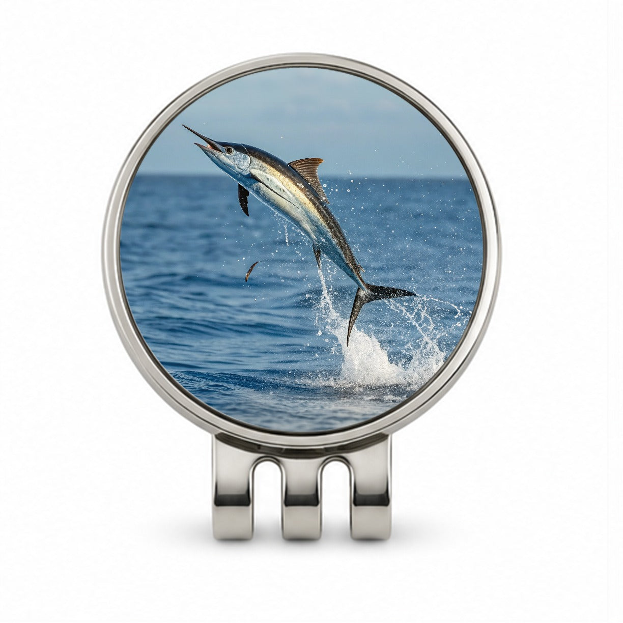 Flying Fish Jumping Fishing Golf Hat Clip with Ball Marker
