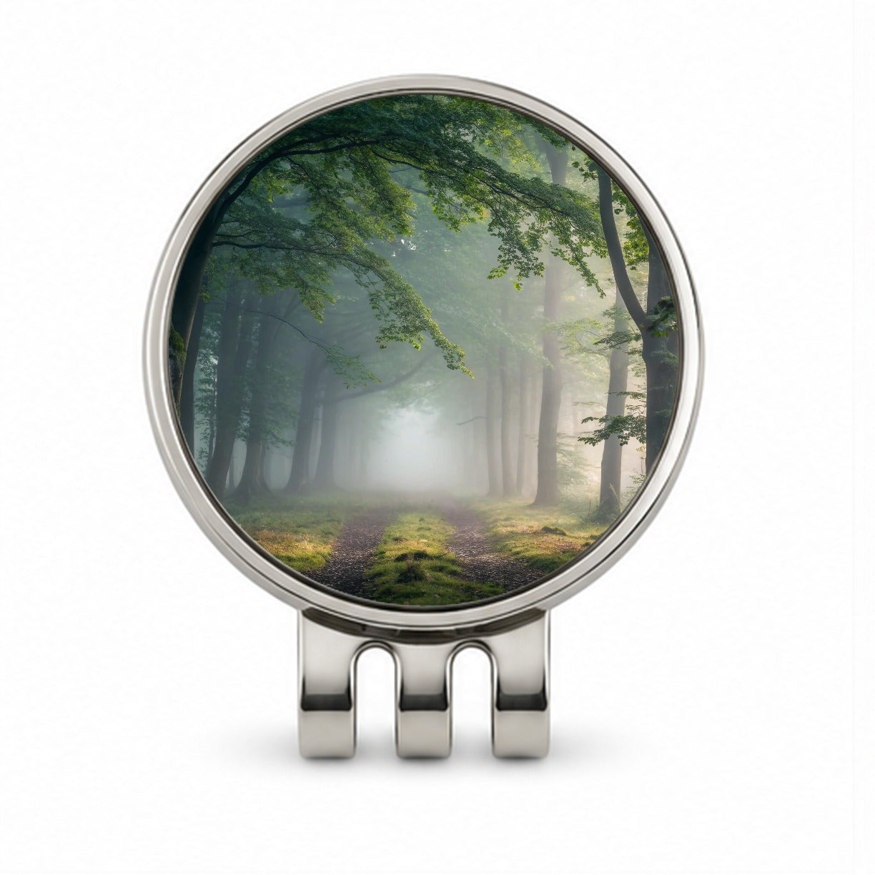 Forest Fog Morning Trail Golf Hat Clip with Ball Marker