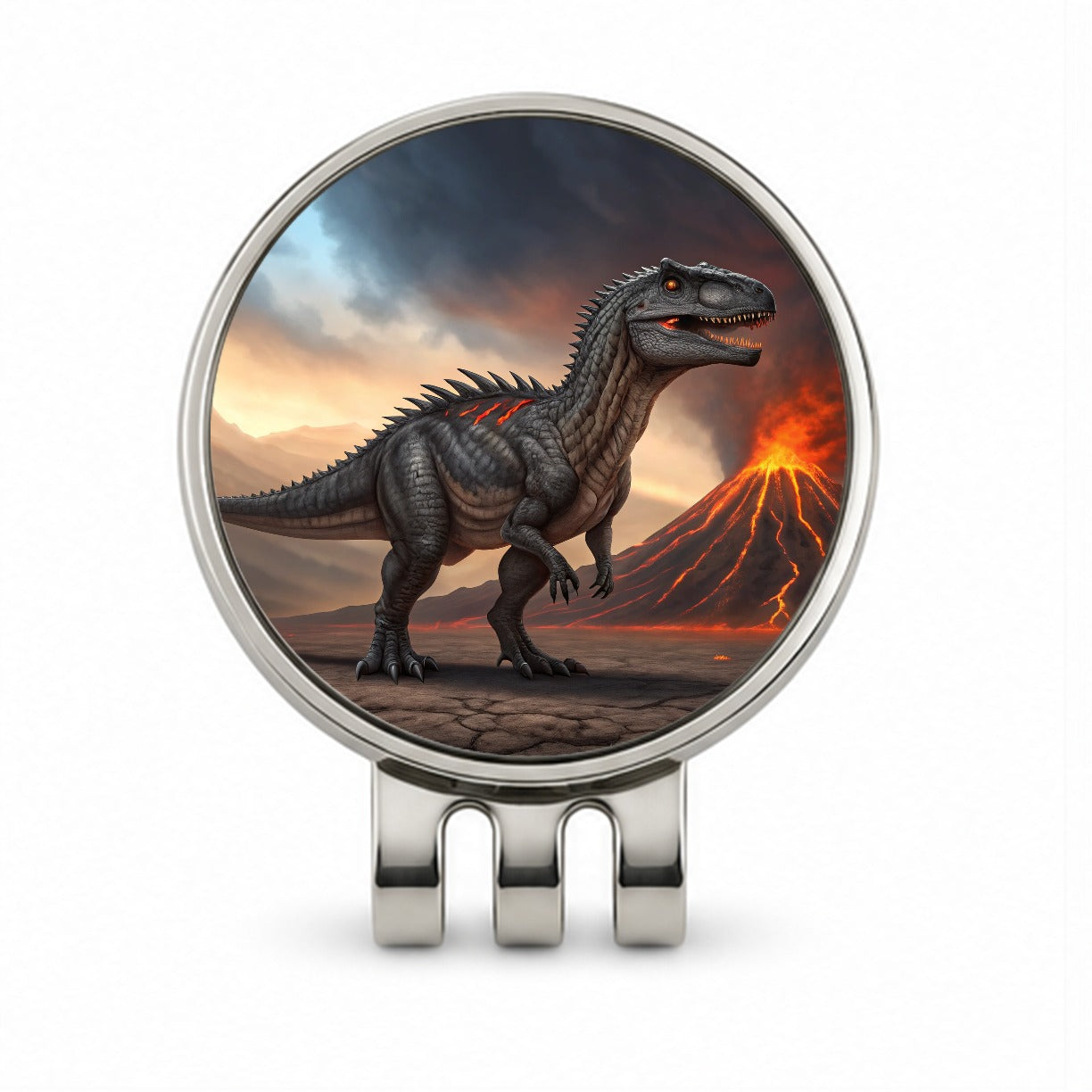 Giganotosaurus Volcano Lava Dinosaur Golf Hat Clip with Ball Marker