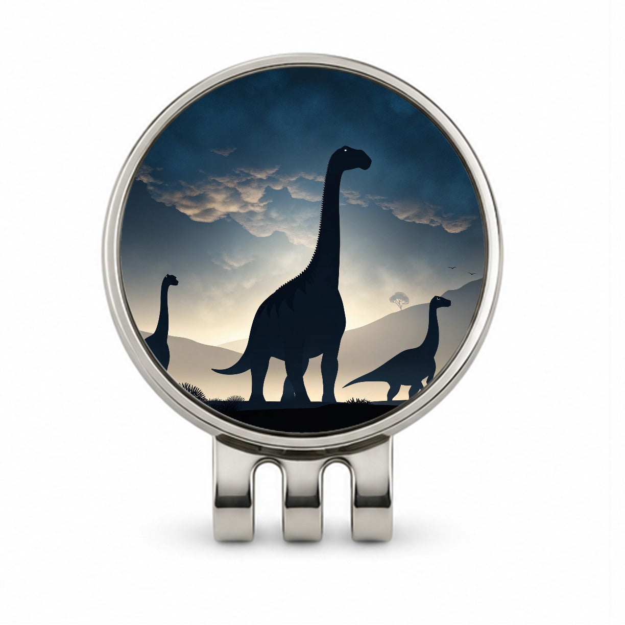 Gigantosaurus Sauropods Silhouettes Night Dinosaurs Golf Hat Clip with Ball Marker