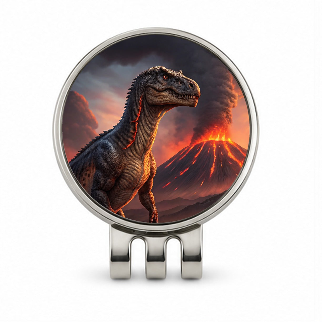 Gigantosaurus Volcano Erupting Dinosaur Golf Hat Clip with Ball Marker