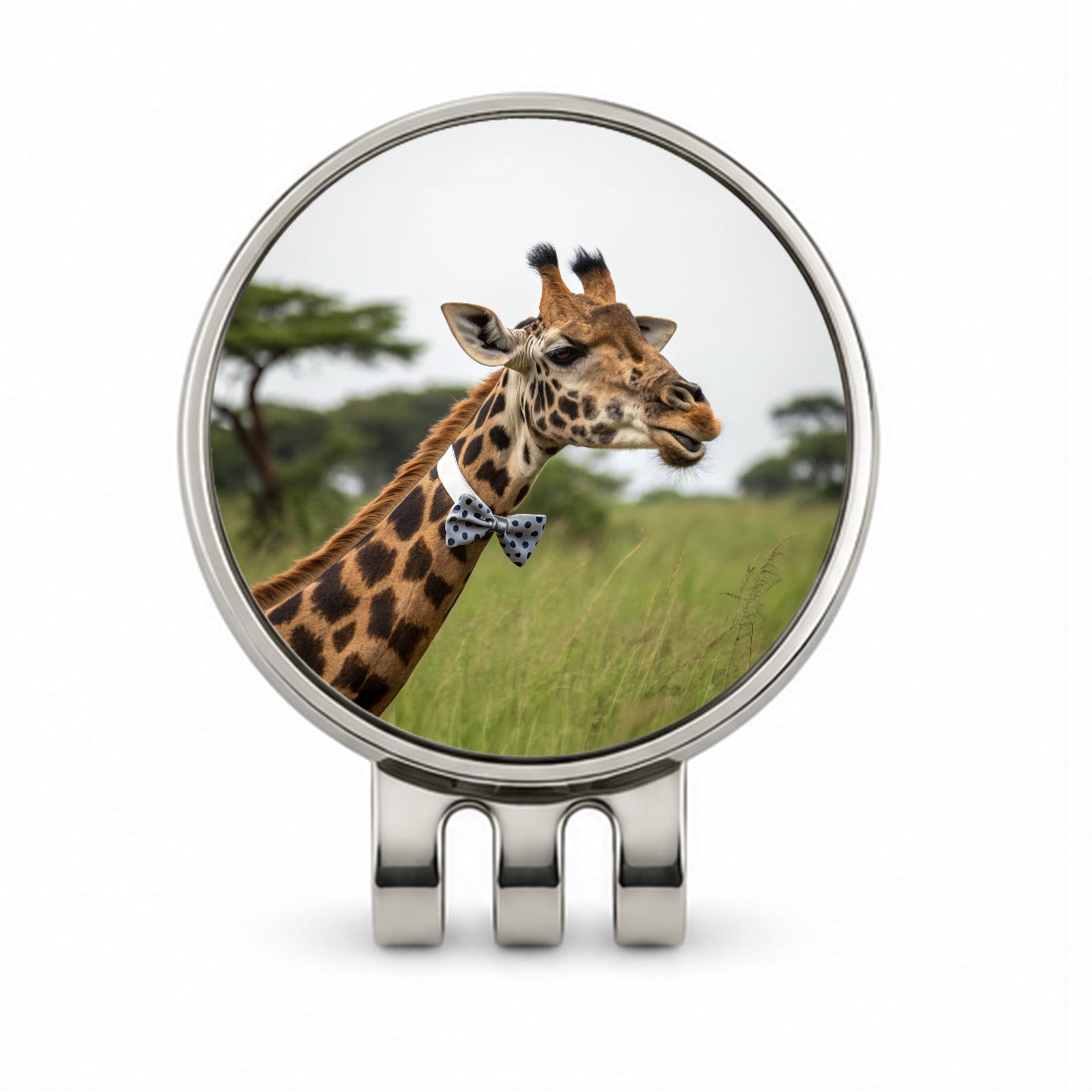 Giraffe Wearing Bow Tie Golf Hat Clip with Ball Marker