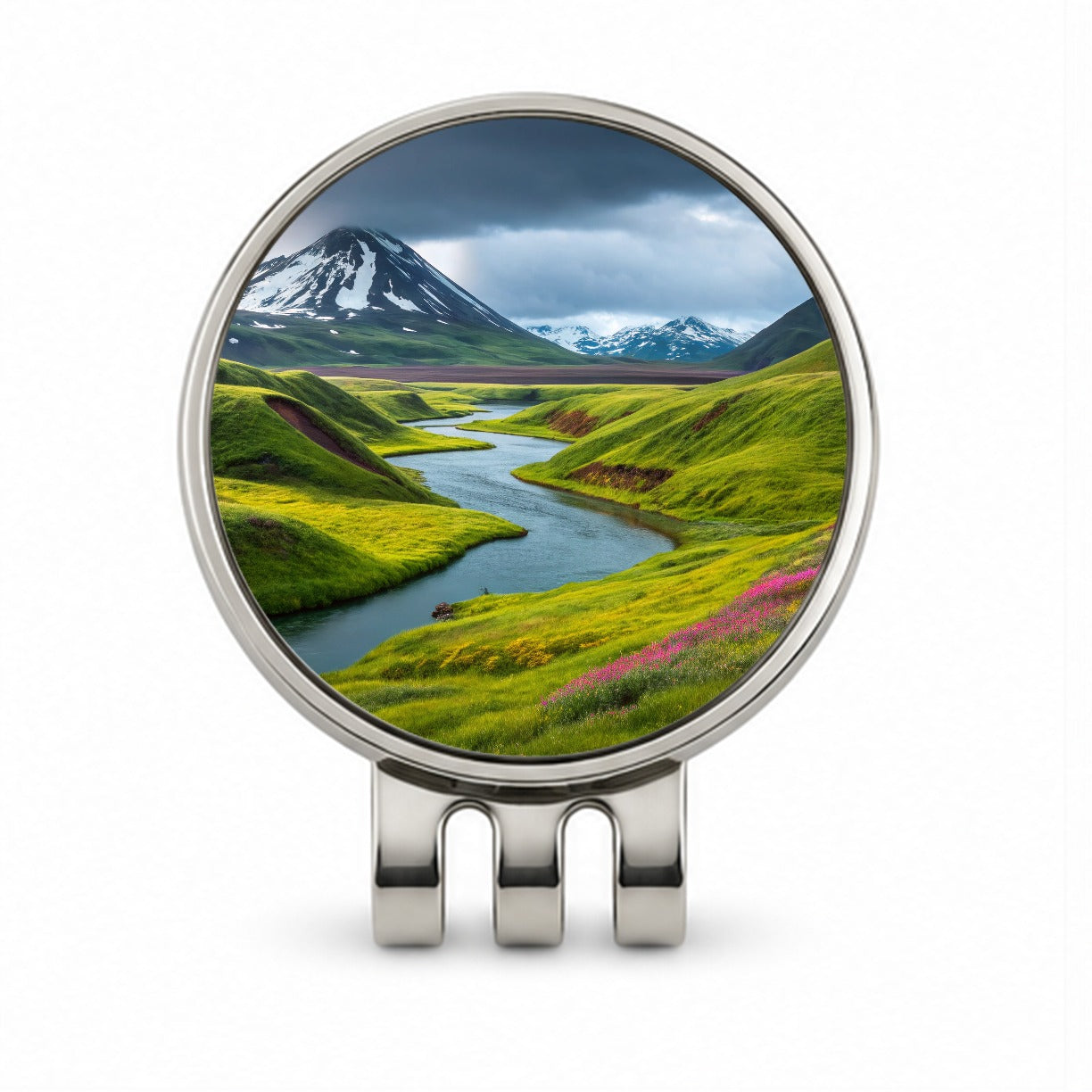 Iceland Beautiful Mountains Golf Hat Clip with Ball Marker