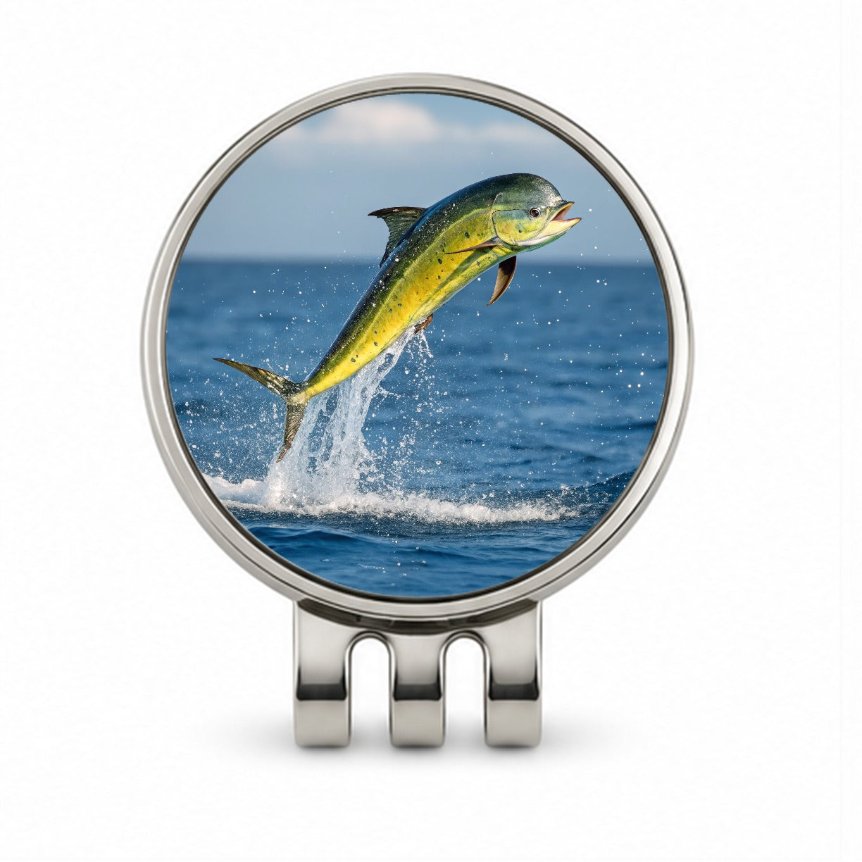Mahi Mahi Fish Jumping Fishing Golf Hat Clip with Ball Marker