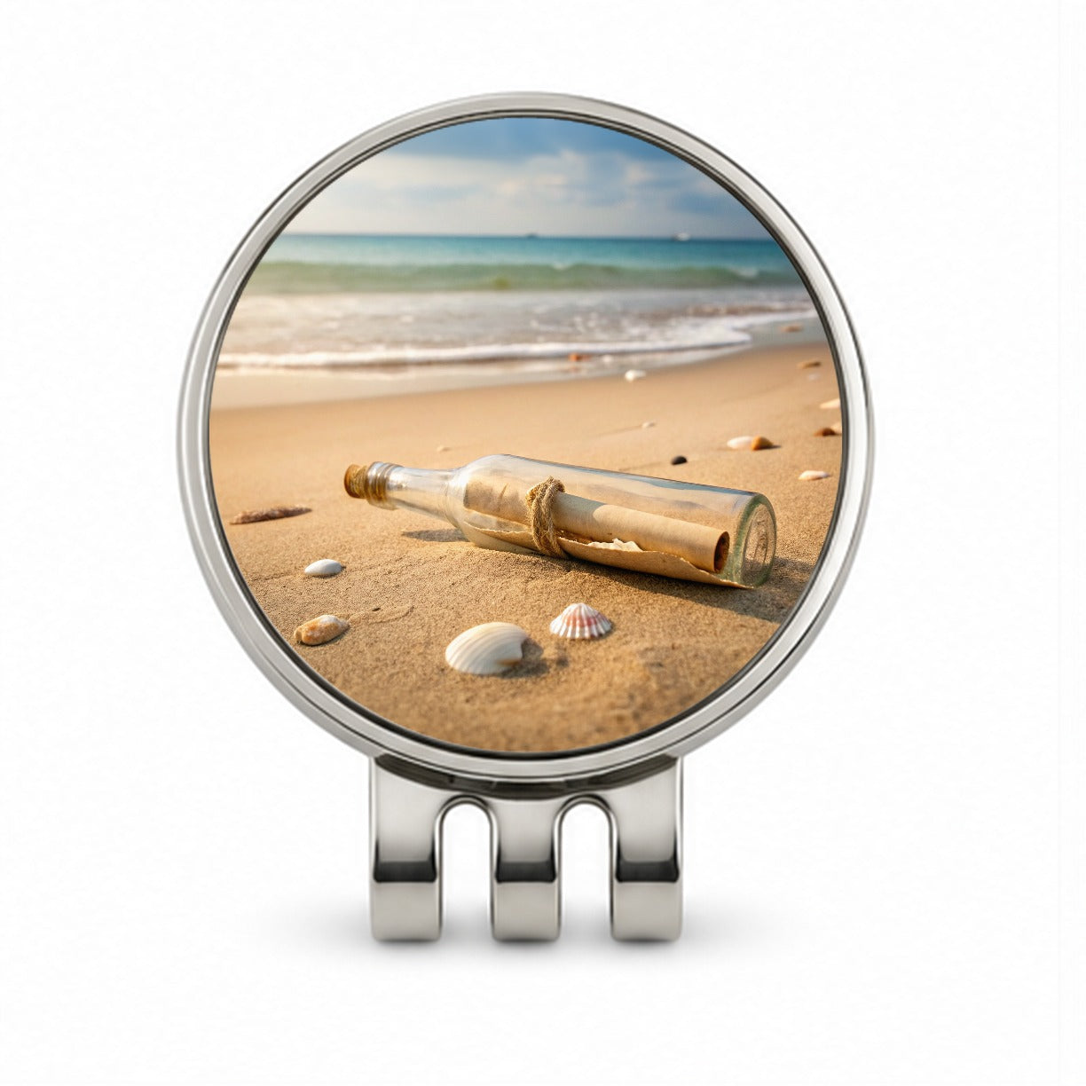 Message In A Bottle On Beach Golf Hat Clip with Ball Marker