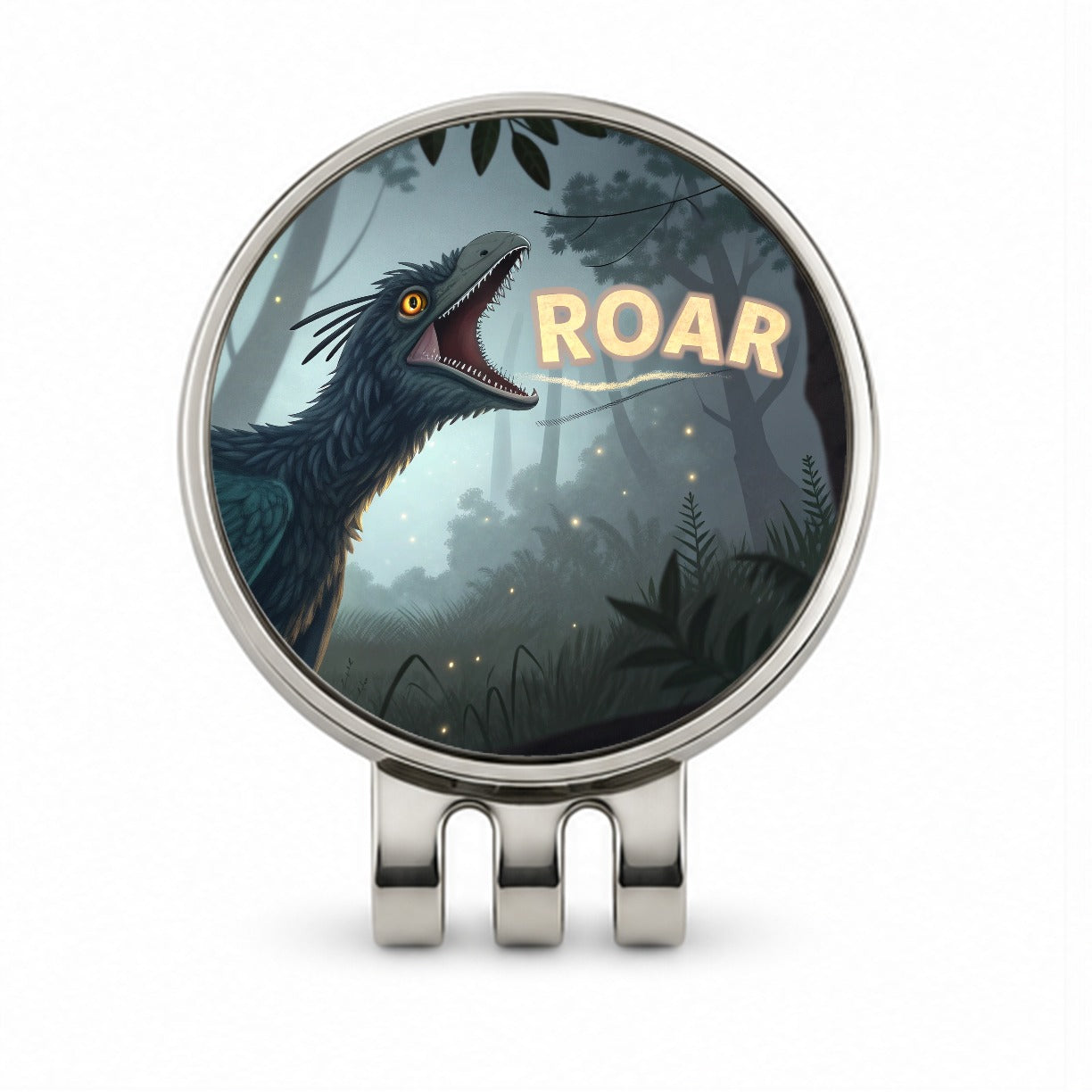 Microraptor Bold Roar Dinosaur Golf Hat Clip with Ball Marker