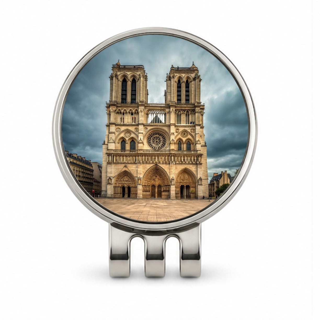 Notre Dame Cathedral Paris France Golf Hat Clip with Ball Marker